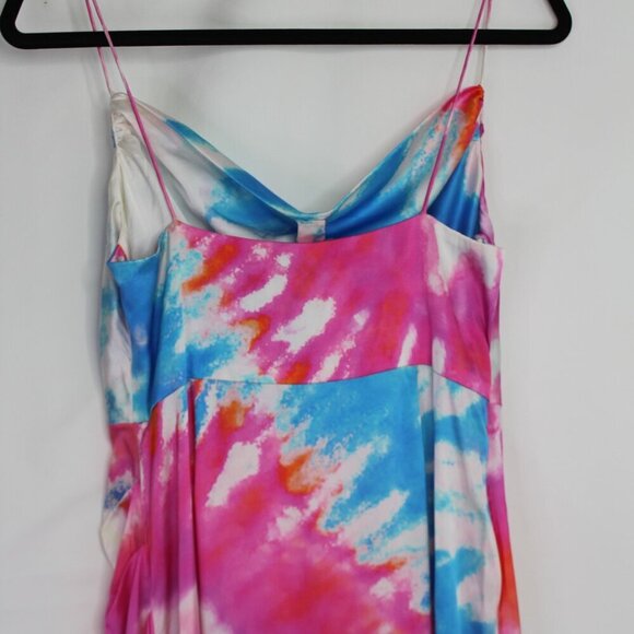 Retrofete Silk Marlene Cotton Candy Maxi Slip Dress Tie Dye Print High Slit M - Picture 7 of 16